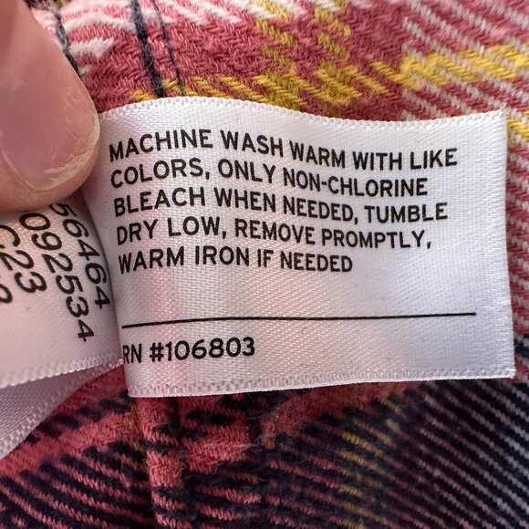 Duluth Trading Flannel Folklore Duster in Pink / Navy / Yellow Sz XL - Picture 13 of 14